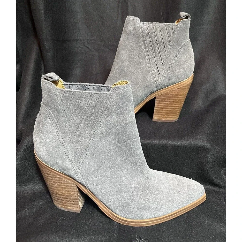 NEW Marc Fisher Gadri Ankle Suede Boots Womens 6.5 Gray Western Cowgirl Boho Y2K